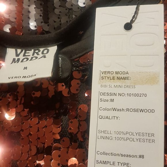 Vero Moda Gold/Gold/Bronze Sequin Mini Dress - Picture 4 of 4